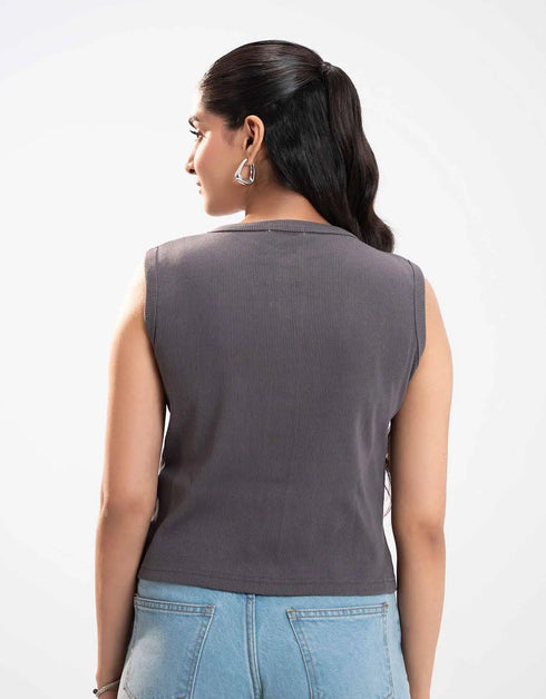 RIBBED BUTTON UP TANK TOP